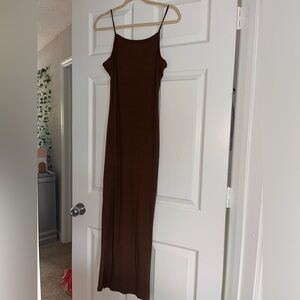 Chocolate brown bodycon maxi dress